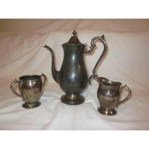 Vintage Silver on Copper Flip Lid Tea/Coffee Pot w